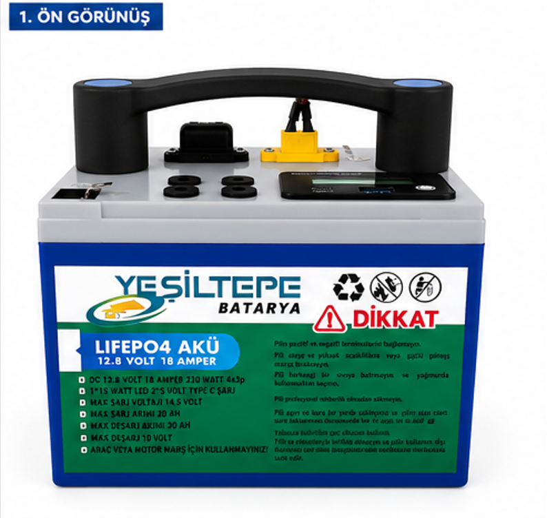 LiFePO4 Güç İstasyonu – 12.8V 18Ah (230.4Wh)