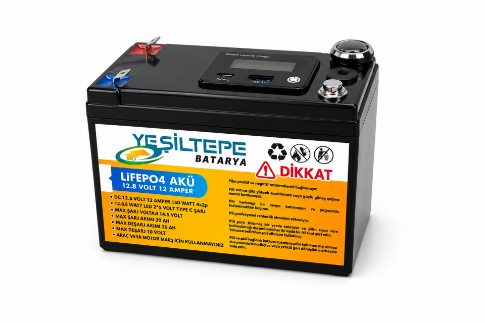 12.8V 12Ah LiFePO4 Taşınabilir Güç Kaynağı